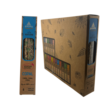 AROMA Nature Bio-Copal-Räucherstäbchenbox – 12 Schachteln mit je 8 dicken Stäbchen