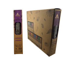 Caja Incienso Orgánico Lavanda AROMA Nature - 12 cajitas de 8 barritas gruesas