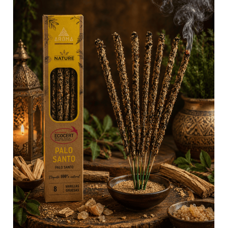 AROMA Nature Bio-Palo-Santo-Räucherstäbchenbox – 12 Schachteln mit je 8 dicken Stäbchen