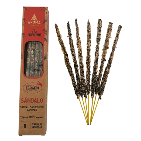 AROMA Nature Bio-Sandelholz-Räucherstäbchenbox – 12 Schachteln mit je 8 dicken Stäbchen