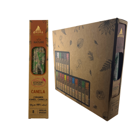 Boîte d'encens à la cannelle bio AROMA Nature - 12 boîtes de 8 bâtonnets épais