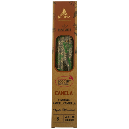 Caixa de Incenso de Canela Orgânica AROMA Nature - 12 caixas com 8 varetas grossas cada