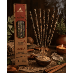 Caixa de Incenso de Canela Orgânica AROMA Nature - 12 caixas com 8 varetas grossas cada