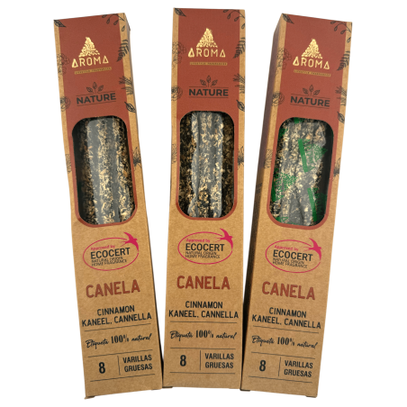 Pack of 3 Organic Cinnamon Incense AROMA Nature - 8 sticks, 1 hour duration