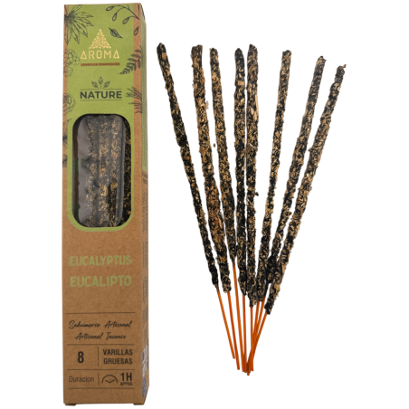 Boîte d'encens bio à l'eucalyptus AROMA Nature - 12 boîtes de 8 bâtonnets épais