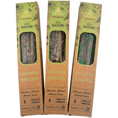 3er-Pack Bio-Eukalyptus-Räucherstäbchen AROMA Nature – 8 Stäbchen, Brenndauer 1 Stunde