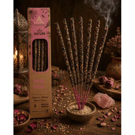 Caixa de incenso orgânico rosa AROMA Nature - 12 caixas com 8 varetas grossas cada.