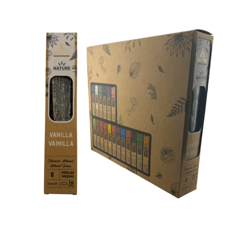 Caixa Encens Orgànic Vainilla AROMA Nature - 12 capsetes de 8 barretes gruixudes