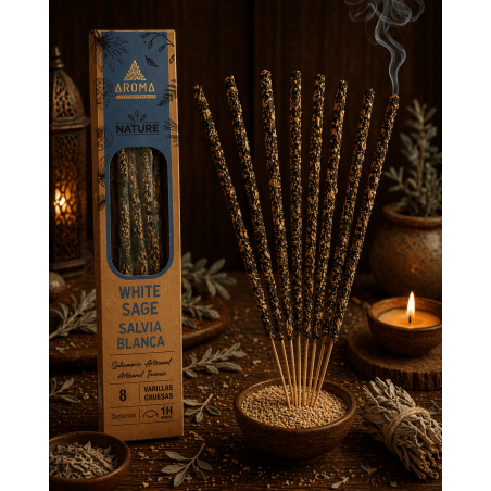Incenso de Sálvia Branca Orgânica AROMA Nature White Sage - Caixa com 20g