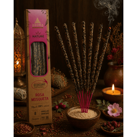 بخور ثمر الورد العضوي AROMA ناتشر - 8 أعواد، مدة الاستخدام ساعة واحدة