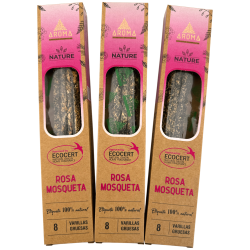 Pack 3x Incienso Orgánico Rosa Mosqueta AROMA Nature - 8 varillas 1h duración