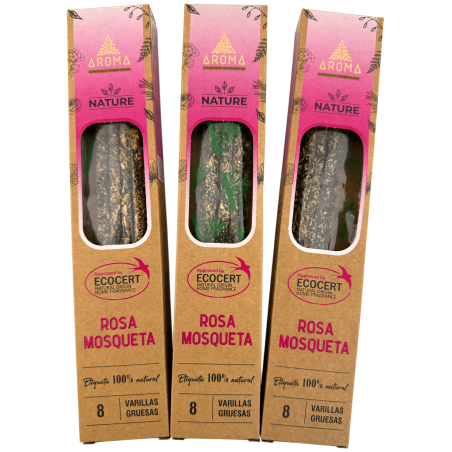オーガニックローズヒップインセンス 3本セットAROMA Nature - スティック8本入り、持続時間1時間