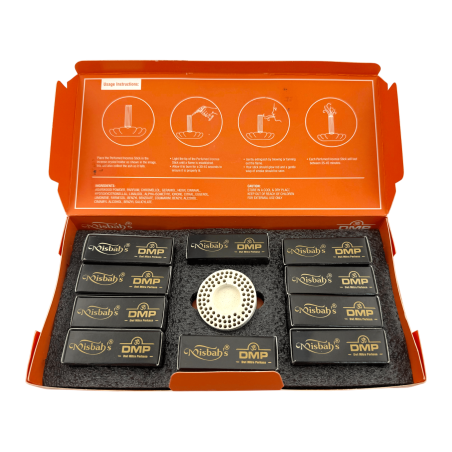 Encens arabe Dhoop Emirati Essence Misbah's DMP Perfumer Edition - 10 bâtonnets d'encens avec brûleur