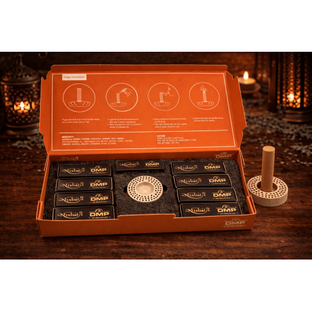 Encens arabe Dhoop Emirati Essence Misbah's DMP Perfumer Edition - 10 bâtonnets d'encens avec brûleur