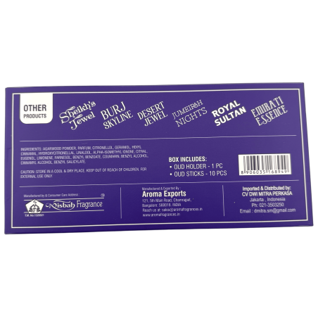 Arabian Dhoop Incense Jumeirah Nights Misbah's DMP Perfumer Edition - 10 Dhoop Sticks mit Brenner