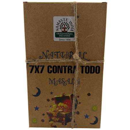 Caixa Encens natural 7x7 Contra Tot Namaste Índia Natural Masala Orkay - 12 paquets d'encens orgànic 30gr.