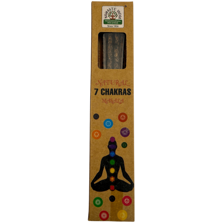 Natural Incense 7 Chakras Namaste India Natural Masala Orkay - 1 Schachtel Bio-Räucherstäbchen 30g.