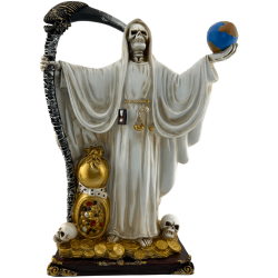 White Santa Muerte Resin Figure with Ball 30cm