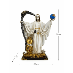 白いサンタ・ムエルテ樹脂製フィギュア（ボール付き）30cm