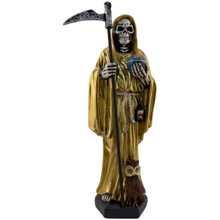 Figura Resina Santa Muerte 20cm Dourado