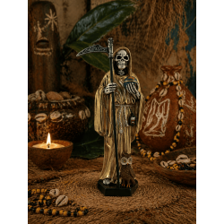 Resin Santa Muerte Figure 20cm Golden