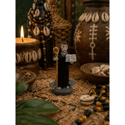Statuetta in resina di San Benedetto, 5 cm, in barattolo.