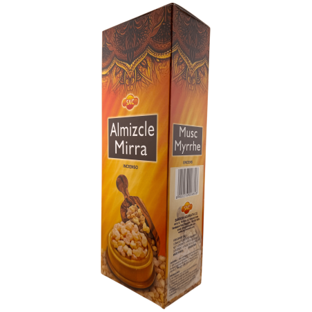 Encens SAC Musc Myrrhe - Boîte de 6 paquets hexagonaux de 20 bâtonnets chacun, soit 120 bâtonnets d'encens