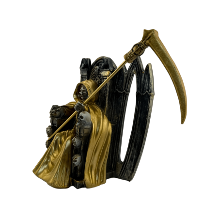 Figurină din rășină Santa Muerte așezată 15cm aurie