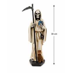 Weiße Weihnachtsmann-Muerte-Harzfigur, 30 cm