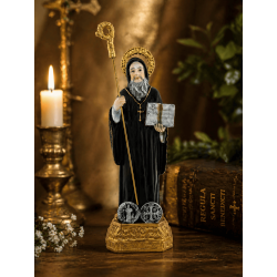 Figur av Sankt Benedictus i harts 16 cm
