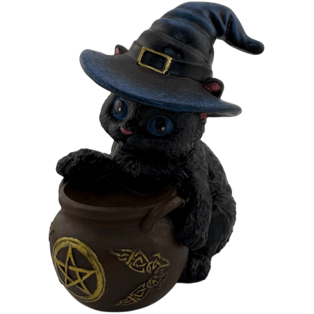Resin figure of a Witch Cat in a jar, 11cm