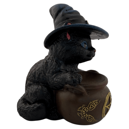 Figura de resina de uma gata bruxa em um frasco, 11 cm