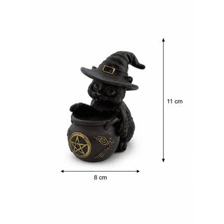 Figurină din rășină a unei pisici vrăjitoare într-un borcan, 11 cm