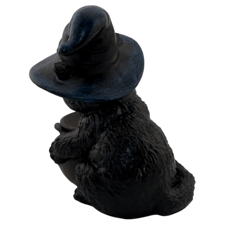 Harzfigur einer Hexenkatze im Glas, 11 cm