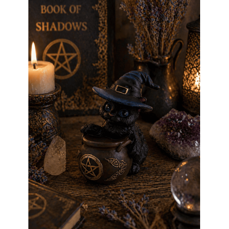Resin figure of a Witch Cat in a jar, 11cm