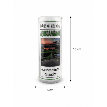 Vela para Abrir Caminhos com Oração e Óleo 15x6cm