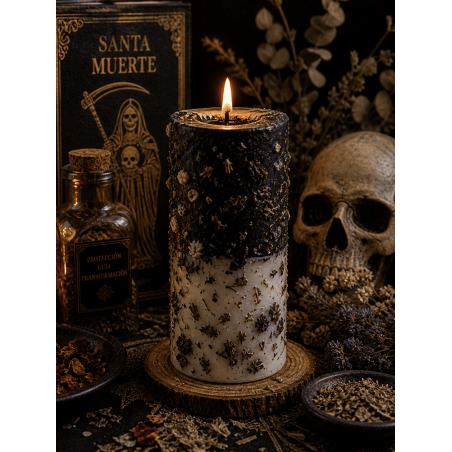Santa Muerte Herbal Candle - Esoteric Candle 14x6cm - Against spells and curses