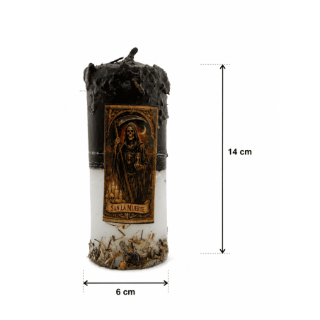 Velón Especial Ofrenda Santa Muerte - Vela Esotérica 14x6cm Incluye Aceite y Ritual - Protección
