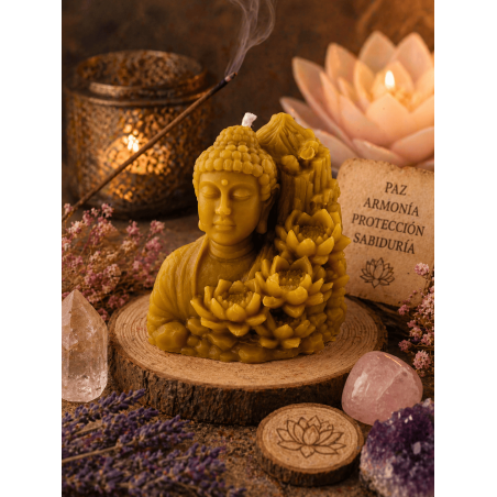 Vela Buda de Mel com Flor de Lótus 8x7cm.