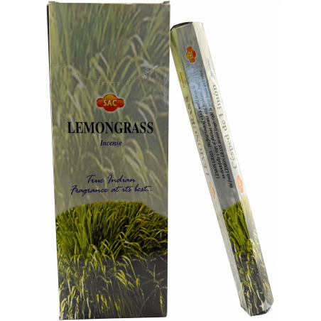 SAC Lemongrass Incense - Box of 6 hexagonal packs of 20 sticks each, 120 incense sticks