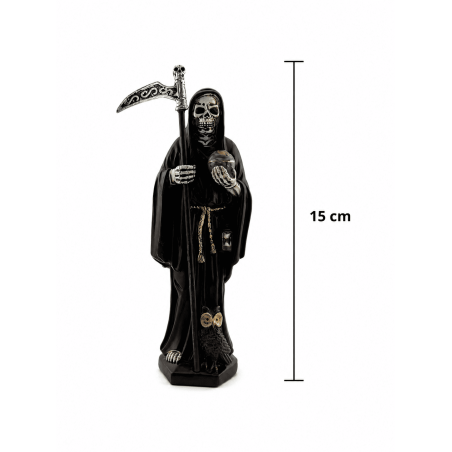 Figurine en résine noire Santa Muerte 15cm.