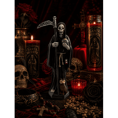 Black Santa Muerte Resin Figure 15cm.