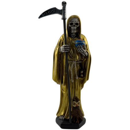 Figura de resina dourada Santa Muerte 15cm.