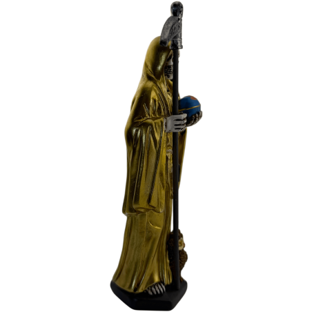 Gouden Santa Muerte harsfiguur 15 cm.