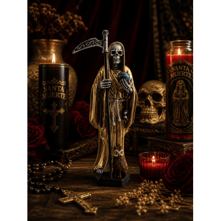 Golden Santa Muerte Resin Figure 15cm.
