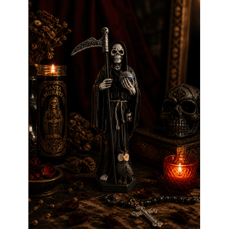 Resin Santa Muerte Figure 20cm Black