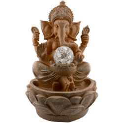 Fonte de água Ganesha em resina com luz, 18x18x29