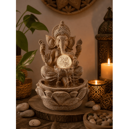 Font Aigua Resina Ganesha amb llum 18x18x29