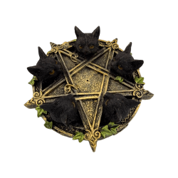 Pentagram rökelsehållare med svarta katter 13x12,6x3,7cm