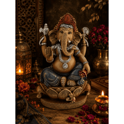 Figura Ganesha Resina 17x13x27cm